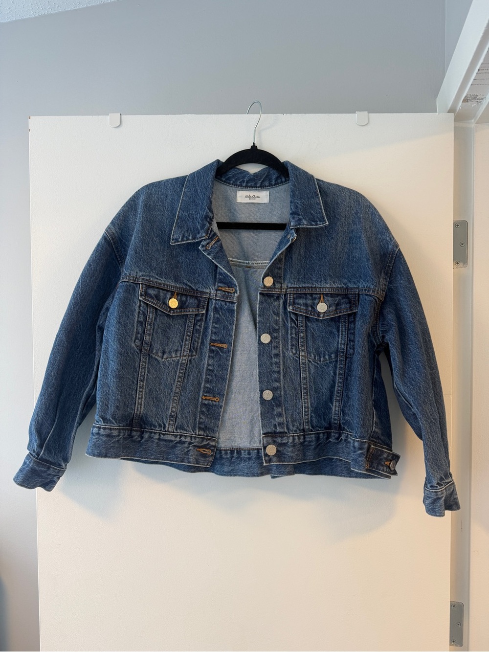 Mila Owen Tuck Flare Oversized Denim Jacket Size 0